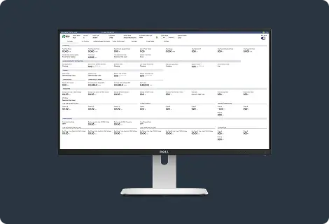 A computer screen displaying a white background with various elements, including numbers and symbols, arranged in a rectangular format